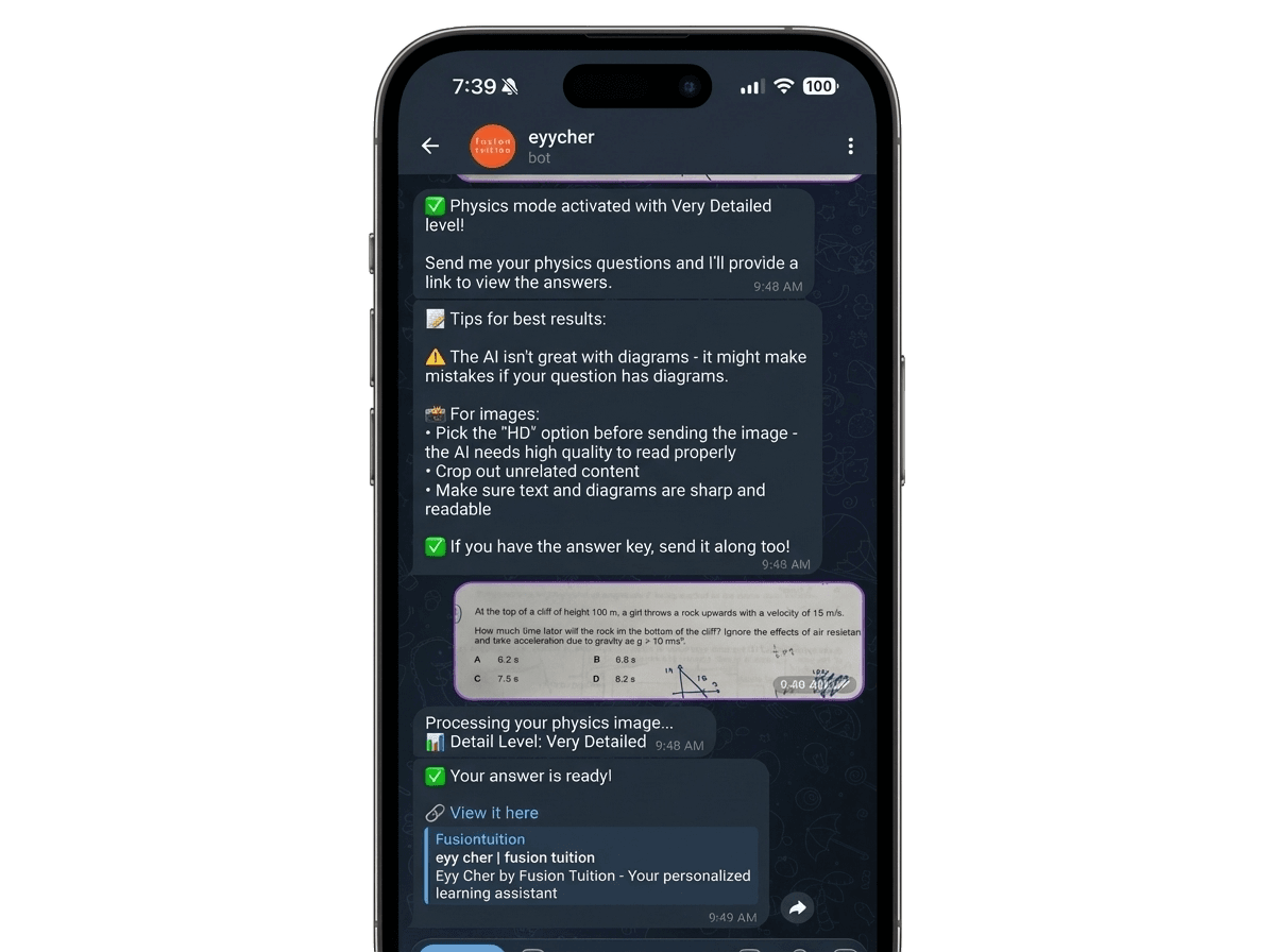 EyyCher Telegram Bot on Phone