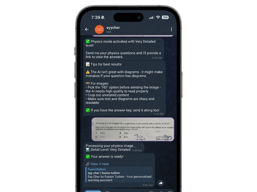 EyyCher Telegram Bot on Phone